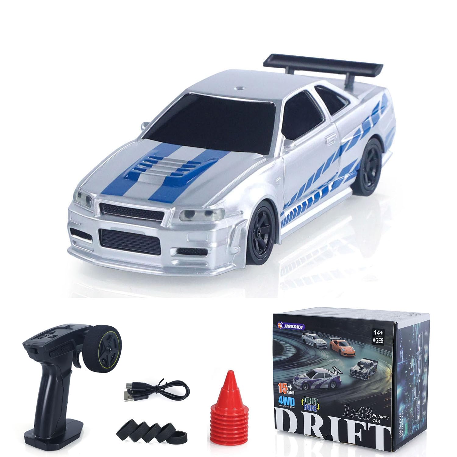 Amazon.co.jp: wheelfun 1/43 RCレーシングカー R34 ラジコン 高速